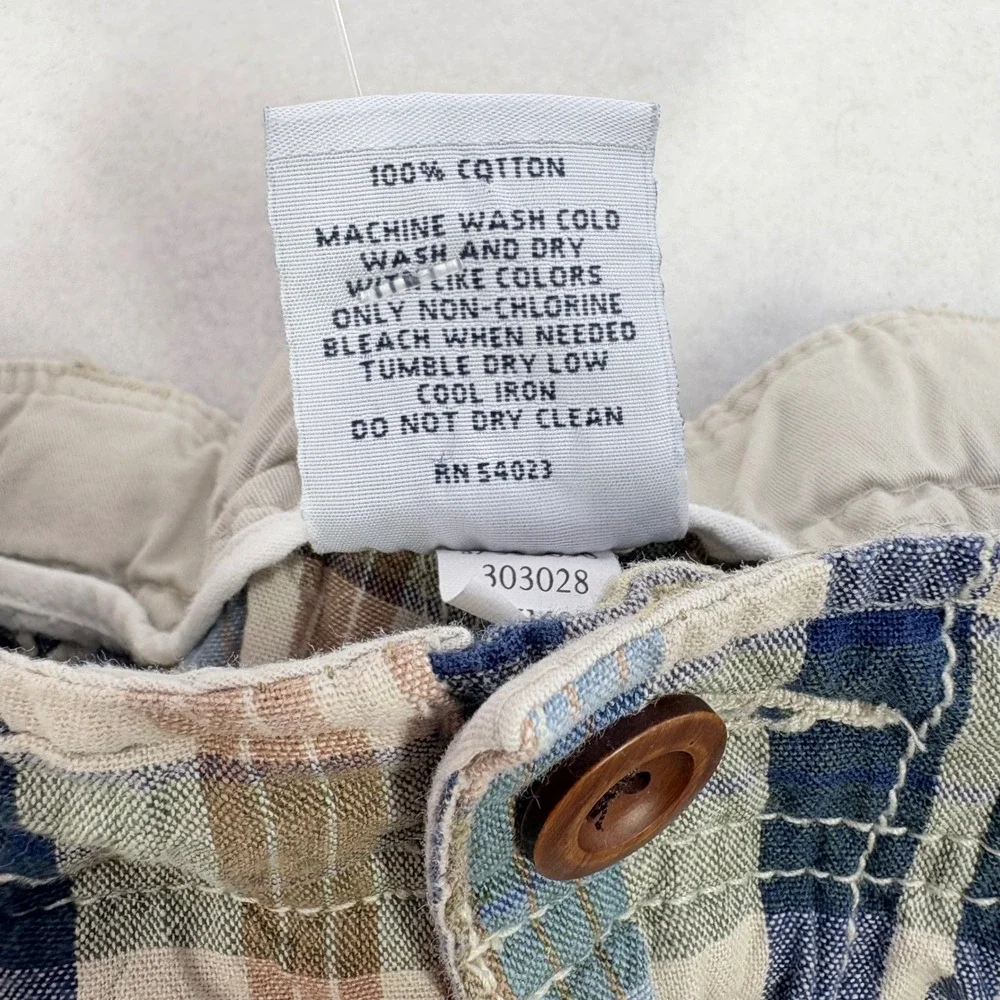 Gap Cargo Shorts Boys Size 8 Blue Tan Plaid Cotton Y2K‎ Baggy Long Skater Preppy